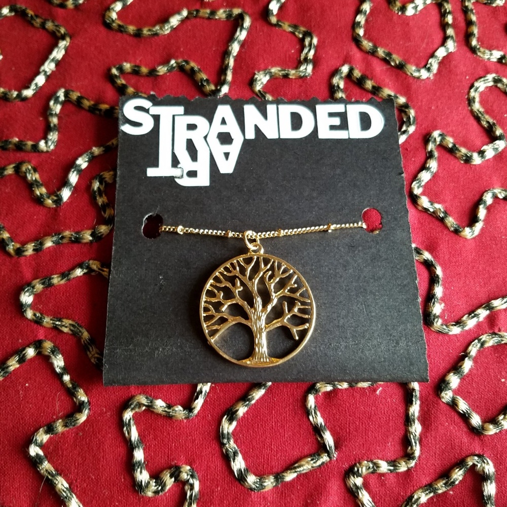 NEW Tree of Life Intricate Gold Reversible Necklace with 15"-18" Saturn Chain